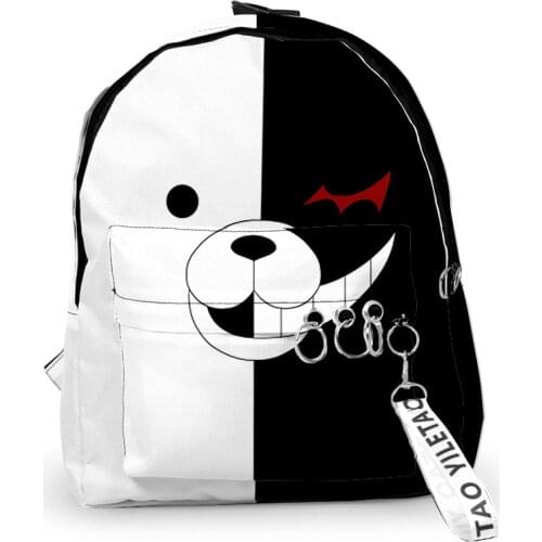 Danganronpa Bag Leisure Key Chain Schoolbag 3D Printing Anime Dangan Ronpa Monokuma Cosplay Backpack For Men Women