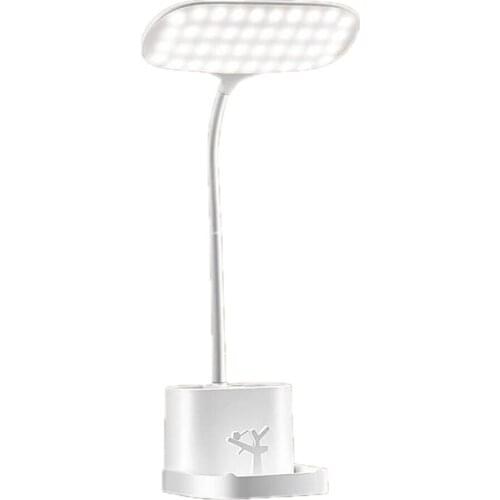 LED Desk Lamp for Home Office with USB Charging Port Pen Holder Gooseneck Adjustable Reading Light 3 Color Contact Lamp