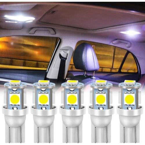5x T10 W5W LED Signal Bulb Car Interior reading light for Peugeot 208 3008 5008 408 2008 308 508 306 407 807 Partner