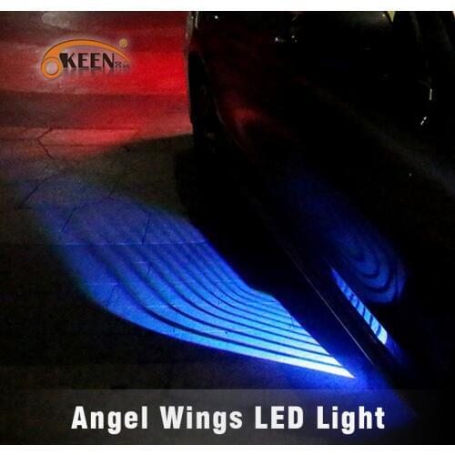 OKEEN Angel Wings LED Car Door Light white blue red green color projector ange led carpet Puddle light underglow fit all cars