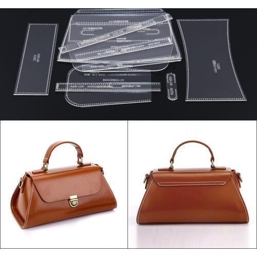 1set laser cut DIY Handmade Single Shoulder bag Messenger bag tote Leather Craft Sewing Pattern Sewing stencil