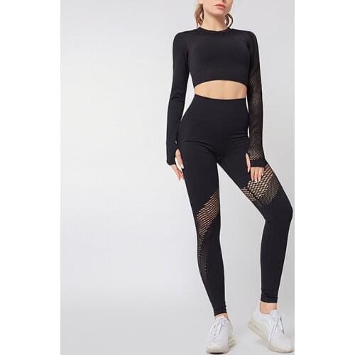 CXUEY Long Sleeve Crop Top 2 Piece Set Women Sportwear Push Up Yoga Pants Sports T-shirt Gym Workout Fitness Clothing Green Blue