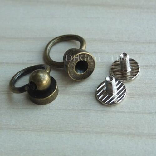 Lot 50 Head Button Stud Screwback spot O ring for Screw Chicago nail 1/4" 6mm Bronze free ship