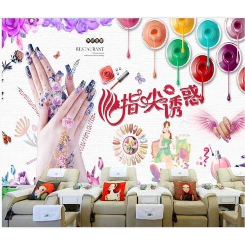 WDBH Custom photo 3d wallpaper Cosmetics nail art makeup shop fingertips temptation decor 3d wall murals wallpaper for walls 3 d