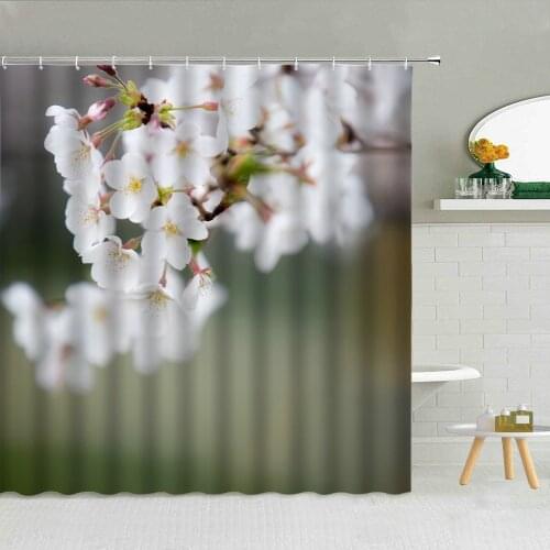 Spring Blossoms Flower Shower Curtain Lotus Dandelion Colorful Floral Scenery Waterproof Background Bathroom Decor Curtains Set
