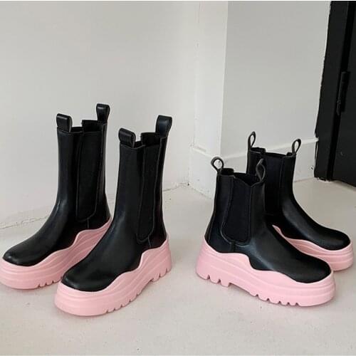 Womens Chelsea Boots 2021 Autumn Winter Thick-soled Women Chelsea Boots Fashion All-match Martin Boots Ladies Platform Shoes