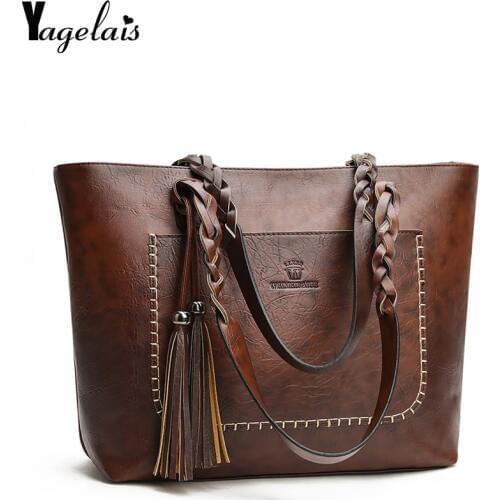 Women Messenger Bags Leather Daily Luxury Tassel Leather Handbags Female Designer Bag Vintage Big Tote Shoulder Bag High Quality