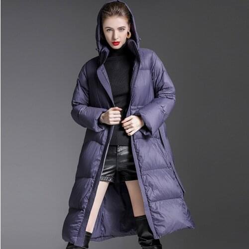 Ladies winter down jacket hooded zipper mid-length plus size 10XL black fashion brand warm female jacket