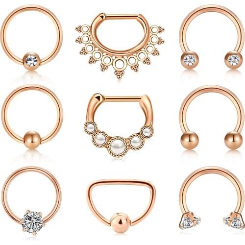 16G Womens Nose Ring Ring Mens Spiral Cartilage Earrings Steel Round Barbell Ring Maintenance Ring Clicker Ring