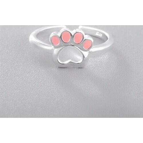 Ring For Women Cute Pink Cat Claws Little Finger Tail Ring Personality Simple Student Girlfriends Opening 925 Silver Ring