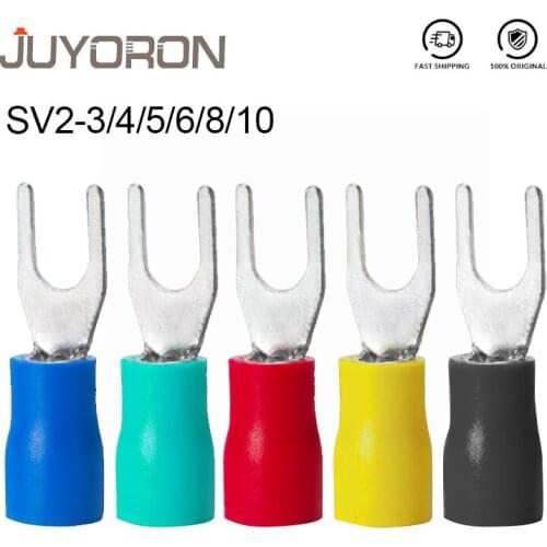 1000pcs SV2-3/4/5/6/8/10 Blue Furcate Crimp Terminal Insulated Cable Wire Connector Electrical Lug