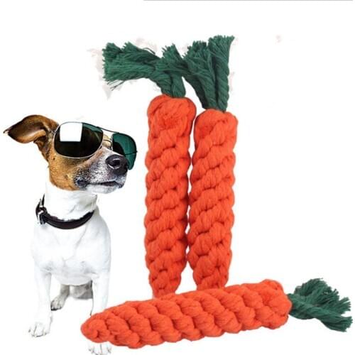 15 Pcs Dog Toy Carrot Shape Molar Cotton Rope Puppy Chew Toys Teath Cleaning Outdoor Fun Training Pet Supply Wholesale X2
