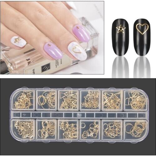 200 Pcs Nail Art Alloy Decorative Accessories Metal Love Drop Triangle Cross DIY Nail Accessories