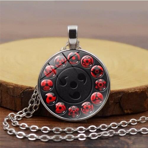 3pcs Anime Sharingan Pendant Necklace Cosplay Accessories Akatsuki Itachi Cartoon Anime Jewelry Women/Men Chain Surprise Gift