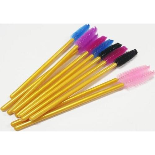 300 Pieces Disposable Golden Handle Eyelash Brush Mix Colors Makeup Brushes Eyelashes Mascara Wands Applicator