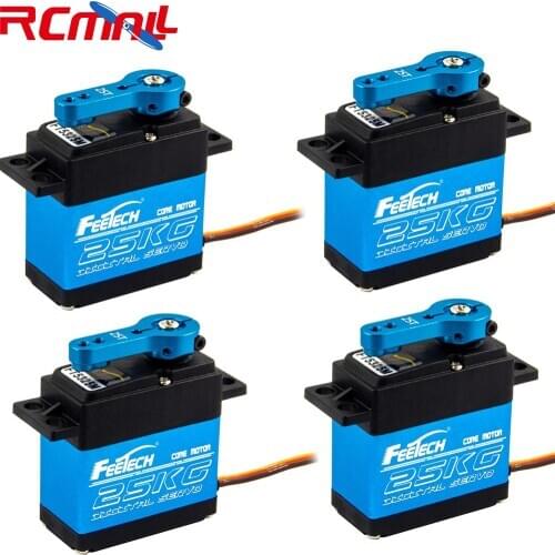 4pcs Feetech 7.4V 25kg.cm Large Torque Servo, 180 Degree Digital Servo with 25T Servo Arm for Smart Car Robot Robotic DIY