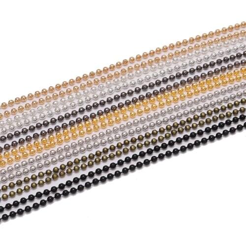 5m/lot 1.2-2.4mm Gold Rhodium Metal Plated Ball Bead Chains For DIY Necklaces Bracelets Jewelry Making Findings Accessories