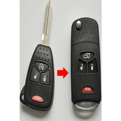 Keyless Entry Uncut Flip Fold Remote 3+1 panic Buttons Key Shell for Dodge Caliber Grand Caravan For Jeep Chrysler PT Cruiser