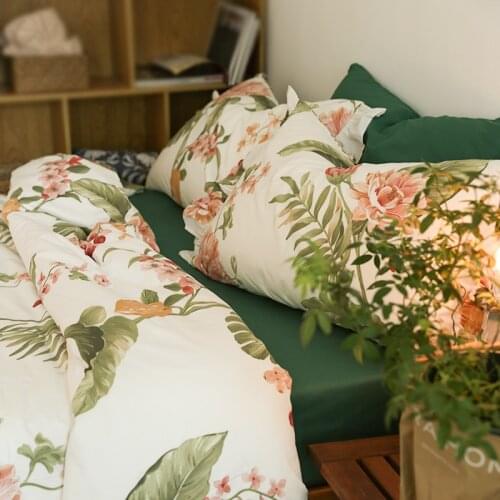 60 Cotton Long-Staple Cotton Floral Pillowcase Bedding Nordic Style Four-Piece Set