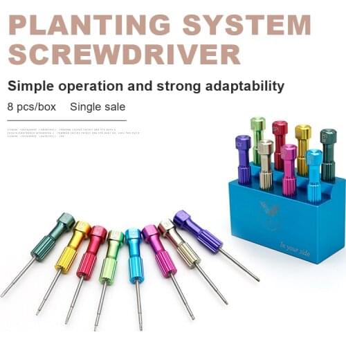 8 Pcs Dental Lab Mechanic Implant Screw Drivers Kit Denture Planting Abutment Technician Screwdriver with Steel Stand Box