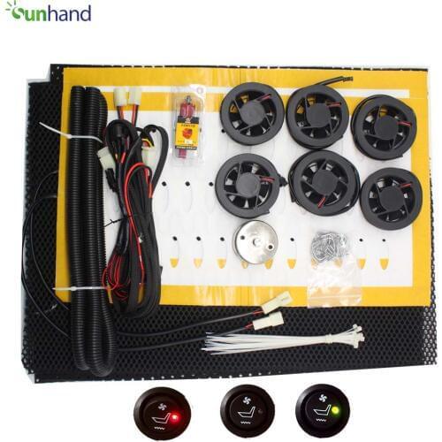 Air flow auto cool ventilation fan carbon fiber seat heating pad/ car interior cooling&heating system with Round switch