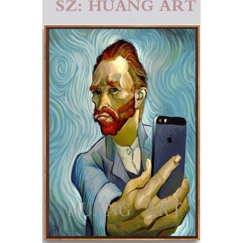 Handwritten character van gogh self-portrait interesting art sofa decorated hall large hotel bedroom take a camera