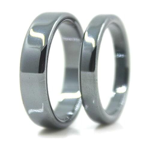 Free Shipping Flat Hematite Ring 4mm Wide (1pc) Male and Female Fashion 5A Quality Jewelry Black Magnet Ring