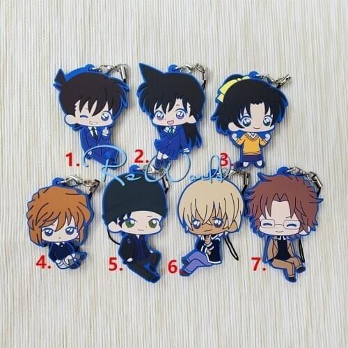 Detective Conan Anime keychain Jimmy Kudo Kaltou Kiddo Hattori Kazuha Ran Mouri Rubber strap/mobile phone charms