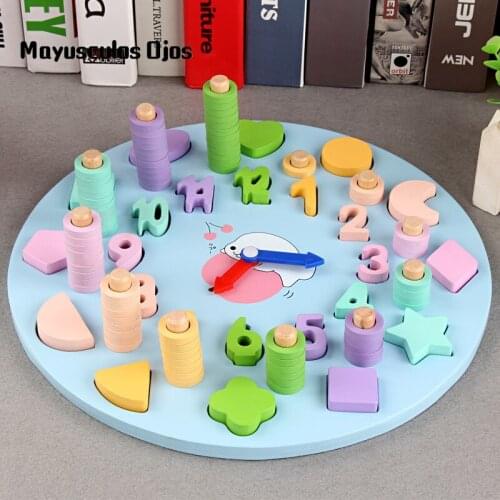 Clock Log Board Childrens Early Education Educational Toys 2-5 Years Old Boy Shape Pairing Cognitive Digital BToys