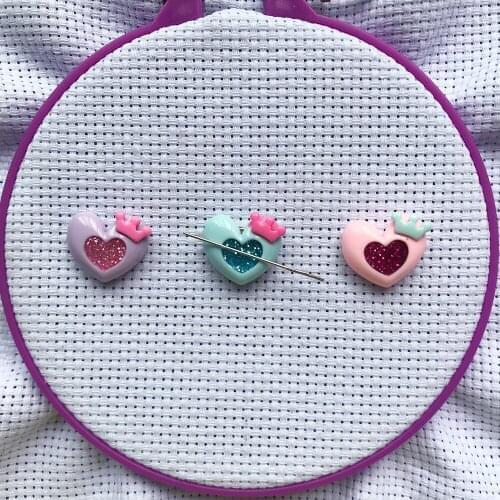 Heart Crown Needle Minder Shiny Needle Keeper to keep track of your needle cross stitch accessories