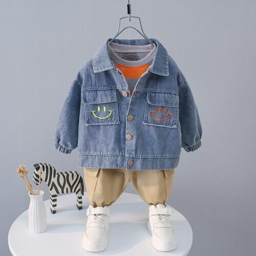 Children Clothes Spring Autumn Kids Boys Girls Denim Jacket Shirt Jeans Pants 3Pcs/sets Baby Toddler Clothing Infant Sportswear