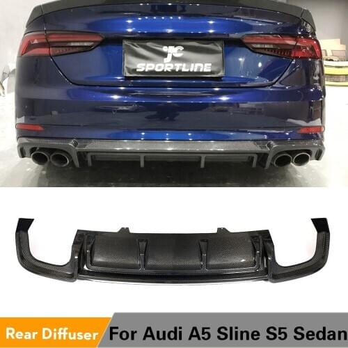 Rear Bumper Lip Diffuser For Audi A5 S Line S5 Sport 2017 2018 2-Door 4-Door Car Diffuser Spoiler Carbon Fiber / FRP