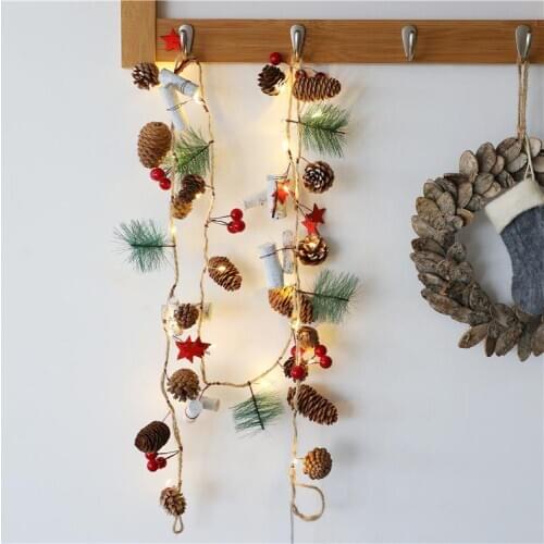 DIY New Year Decoration LED String light Pine Cone Copper Wire Fairy warm white Garland lights For Christmas Home Wedding Party