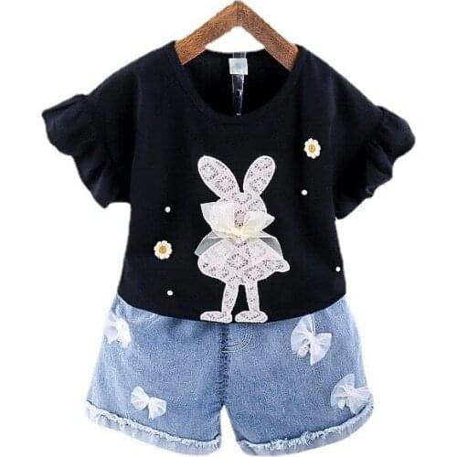 Fashion Summer Baby Girls Clothes Cute Children Cartoon T-Shirt Shorts 2Pcs/Sets Toddler Casual Sports Costume Kids Tracksuits