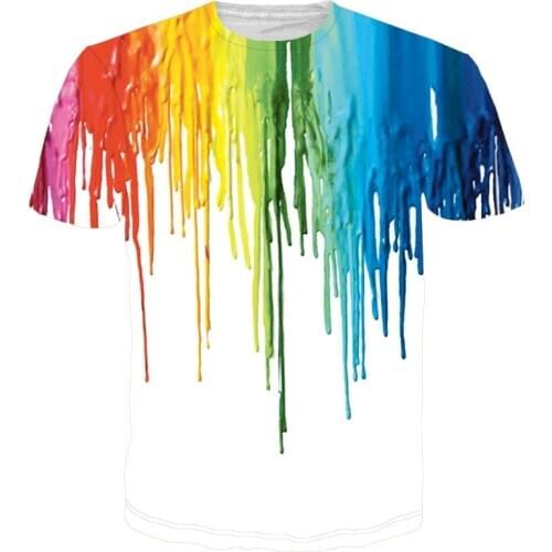 3d printed colorful melted crayon graphic t-shirt fashion hot men women t shirt summer style clothing men camisetas C0188