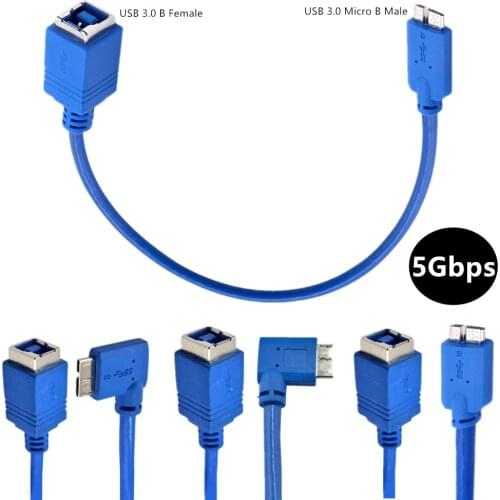 USB 3.0 Version Micro B Cable 90 Degree Angled Printer Cable USB 3.0 Type B Female to Micro B Cable