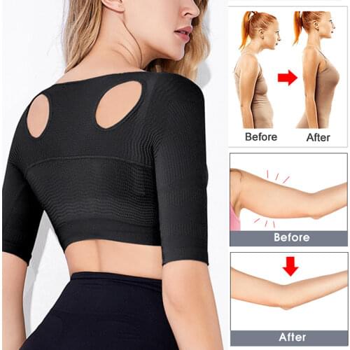 Upper Arm Shaper Slimmer Posture Corrector Tops Women Shoulder Corrective Shapewear Seamless Compression Sleeves Back Support