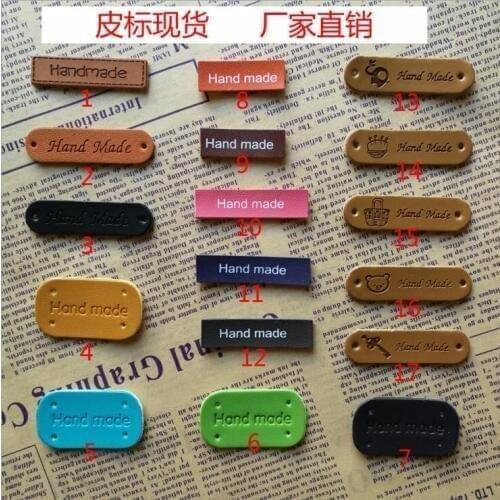 2018 NEW styles leather PU label 15x45mm 20pcs/lot handmade Patchwork DIY Sewing labels for Clothes Hat Shoes Bag