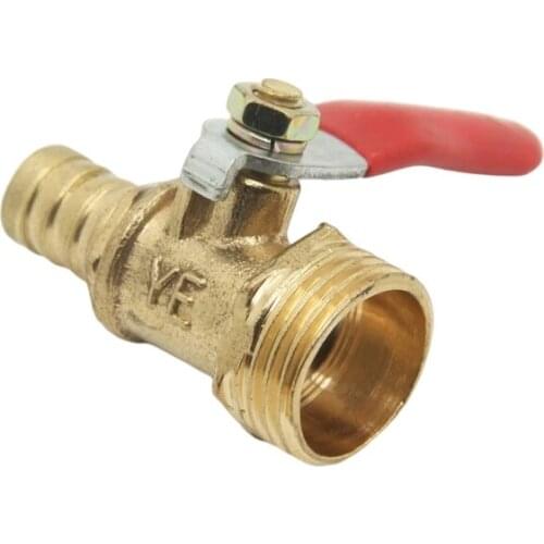 Brass Barbed Ball Valve 4-12 Hose Barb 1/8'' 1/2'' 1/4'' Male Thread Connector Joint Copper Pipe Fitting Coupler Adapter