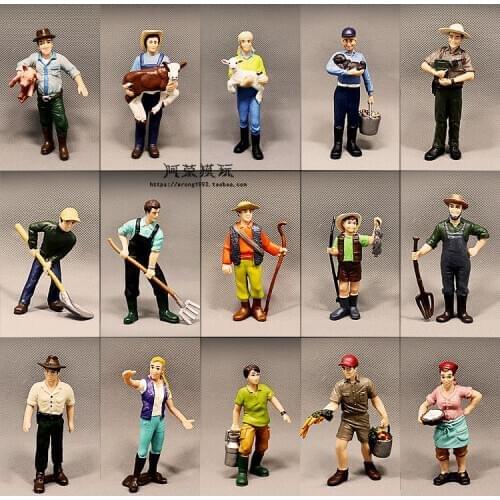 Miniature Figure Farm Accessories Simulation Doll Model Farmer Female Peasant Breeder Ranger Shepherd Action Figure Figurine Toy