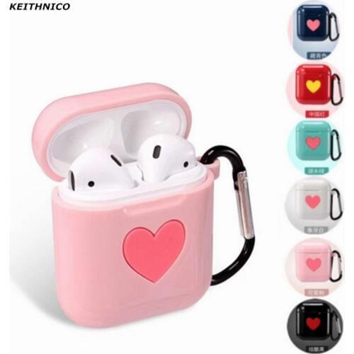 KEITHNICO 1PC Earphone Case For Apple Airpods strap Lovely heart Soft Silicone headphone Case Earphone accessories Protective