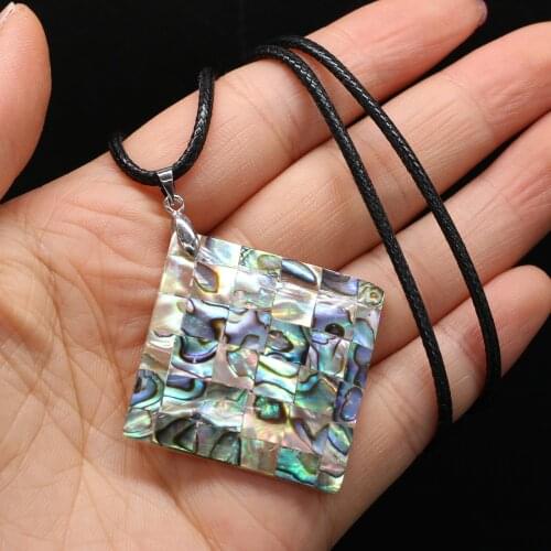 Natural Abalone Necklace Pendants Reiki Heal Freshwater Colorful Shell Pendant for Trendy Necklace Women Party Jewelry Gifts