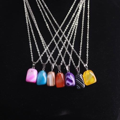 Natural Agates Stone Necklace Pendents For Jewelry Making Reiki Healing Chakra Suspension Pendulum Bulk 12pcs For Wholsales