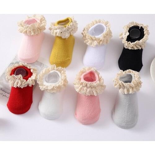 New Baby Socks 0-2 Years Old Girls Princess Socks Spring and Autumn Girls Lace Socks Baby Non-Slip Floor Socks