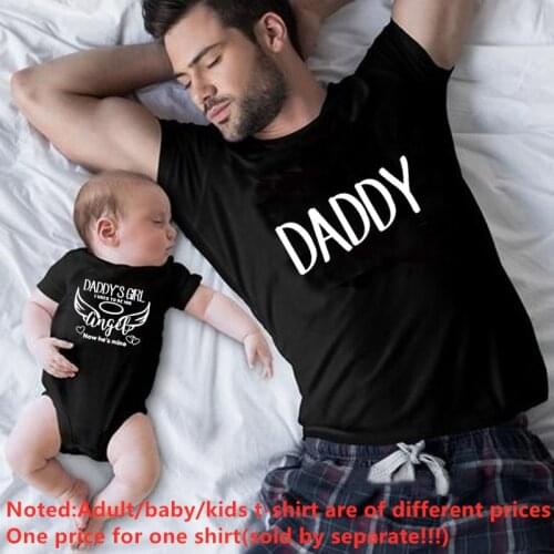 Daddy and Daddys Girl Family Matching Clothes Kids Tshirt Father Daughter Baby Girls Family Look Tshirt Daddy and Me Clothes