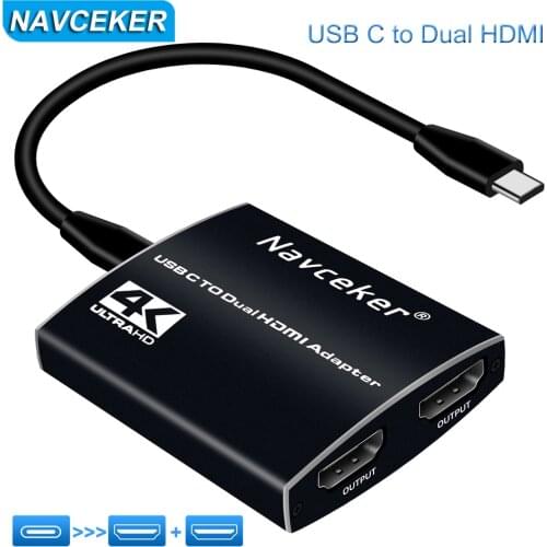 USB C to 2 HDMI Dual 4K Displays Digital AV Adapter for 2020-2016 MacBook Pro, Mac Air/iPad Pro, Dell XPS 13/15,Surface Pro 7/Go