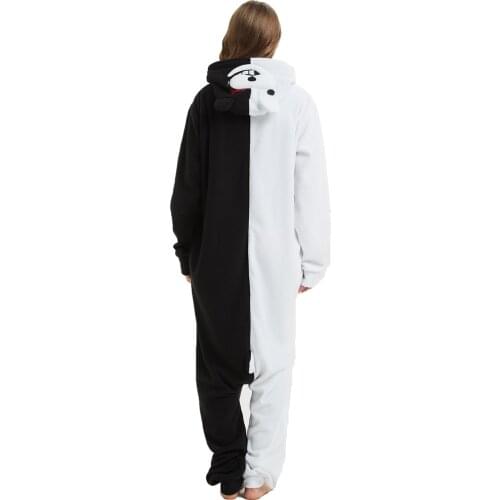 Adults Animal Monokuma Bear Onesies Black White Bear Pajamas Sets Sleepwear Women Winter Unisex Costumes Cartoon Fleece Pajamas