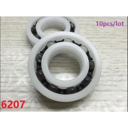 10pcs/lot 6207 POM bearing Plastic ball bearings 35x72x17 mm with Glass balls Nylon Cage deep groove 35*72*17
