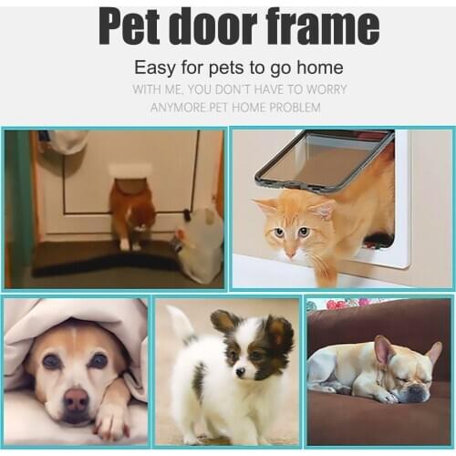 Pet Security Flap Door Transparent Dog Cat Gate Four Modes Adjustable Free Entry And Exit Glass Door