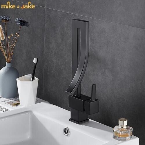 Basin Faucets Gold Brass Faucet Square Bathroom Sink Faucet Single Handle Deck Mounted Toilet Hot And Cold Mixer Water Tap